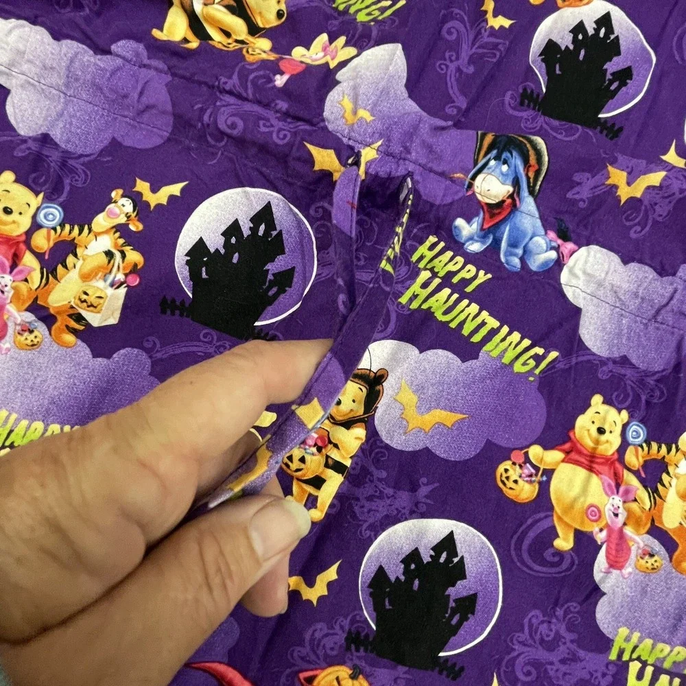 Disney Scrub Top Small Purple Pooh‎ Bear Eeyore Halloween Happy Haunting